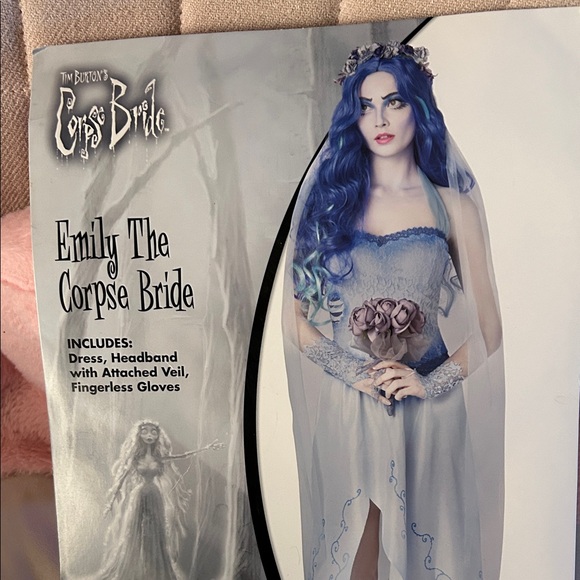 Blue Gothic Costume Dress with Veil. Corpse bride costume. Tim Burton. Halloween - Picture 3 of 5